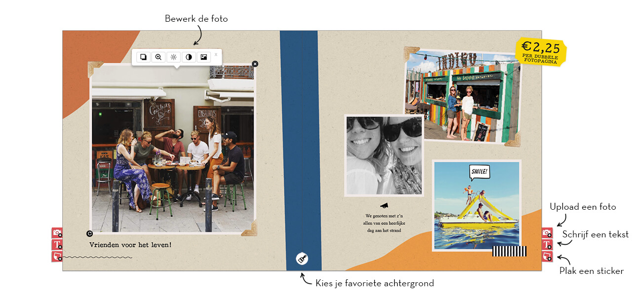 uitleg van het maken van een fotopagina voor een vriendenboek